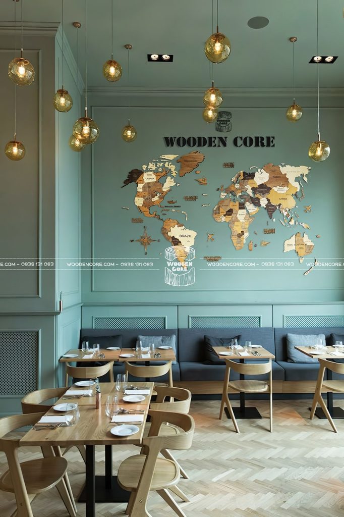 Bản đồ gỗ 3D trang trí quán cafe - 11