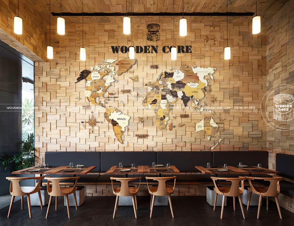 Bản đồ gỗ 3D trang trí quán cafe - 04