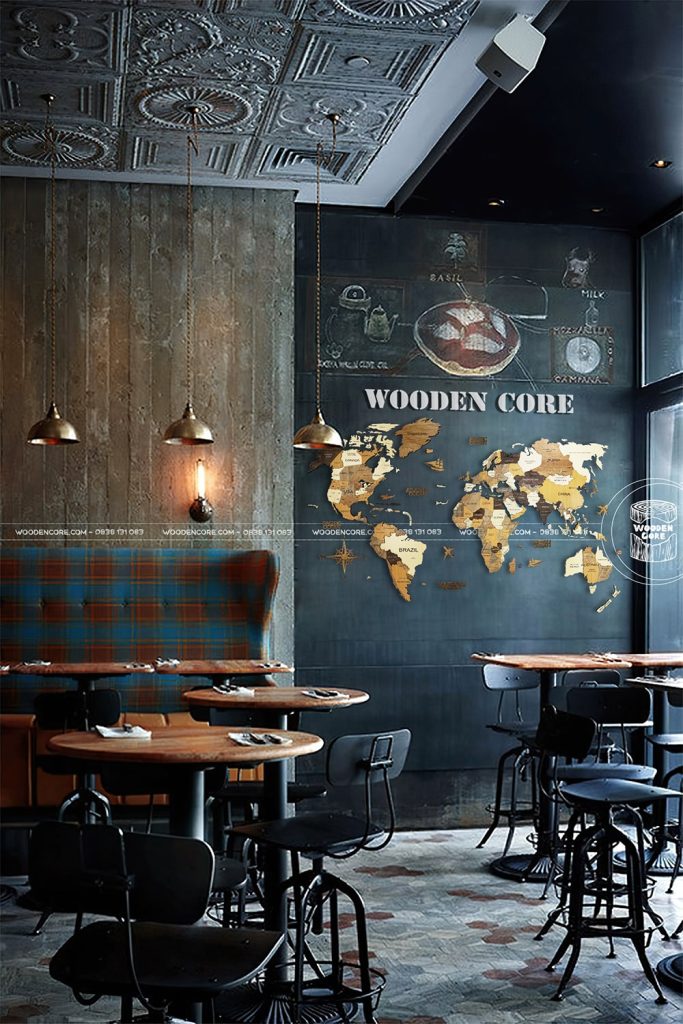 Bản đồ gỗ 3D trang trí quán cafe - 08