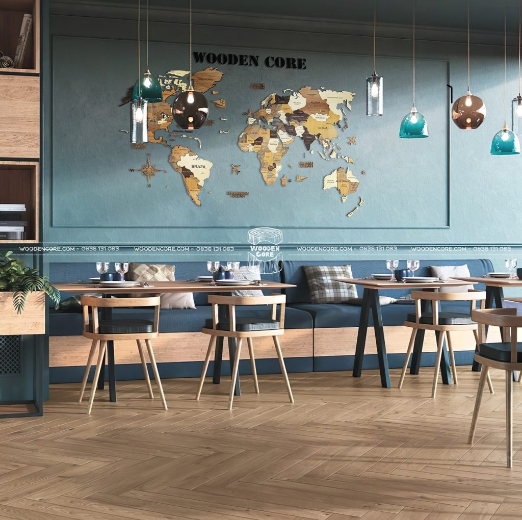 Bản đồ gỗ 3D trang trí quán cafe - 09
