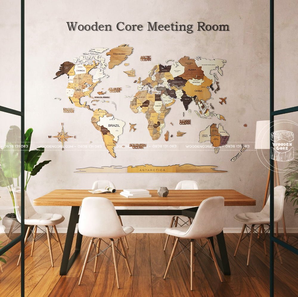 Bản đồ gỗ 3D trang trí phòng họp Wooden Core