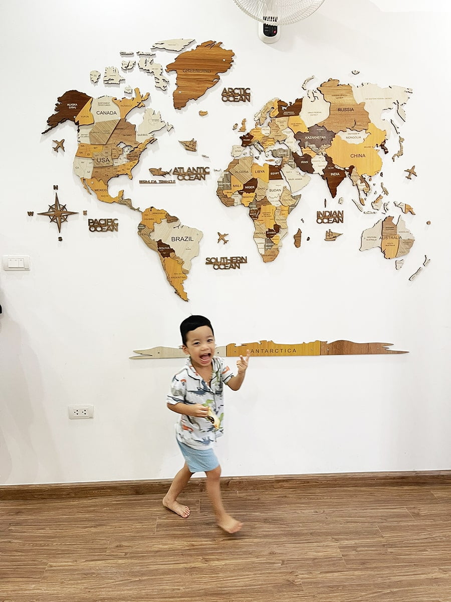 Bản đồ gỗ Wooden Core trang trí phòng trẻ em