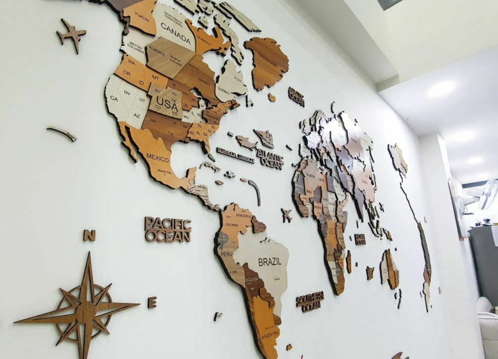 Mua bản đồ thế giới gỗ cho nội thất, quán cafe tại TPHCM 01