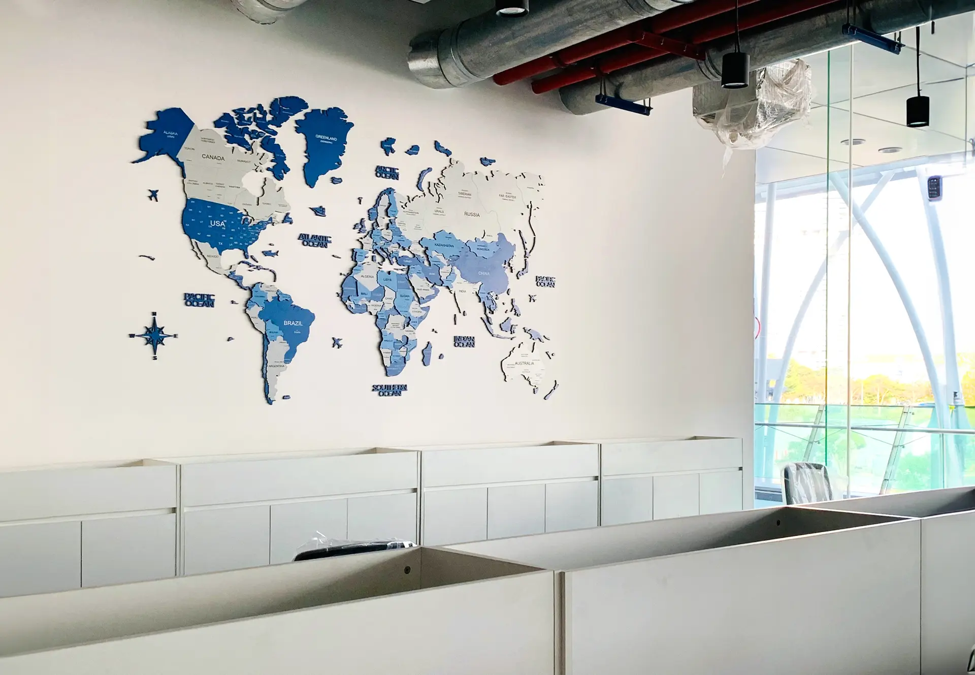 Bản đồ thế giới màu xanh dương